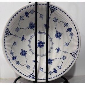 Furnivals Denmark Blue 9" Round Vegetable Bowl Textured Rim Made in England